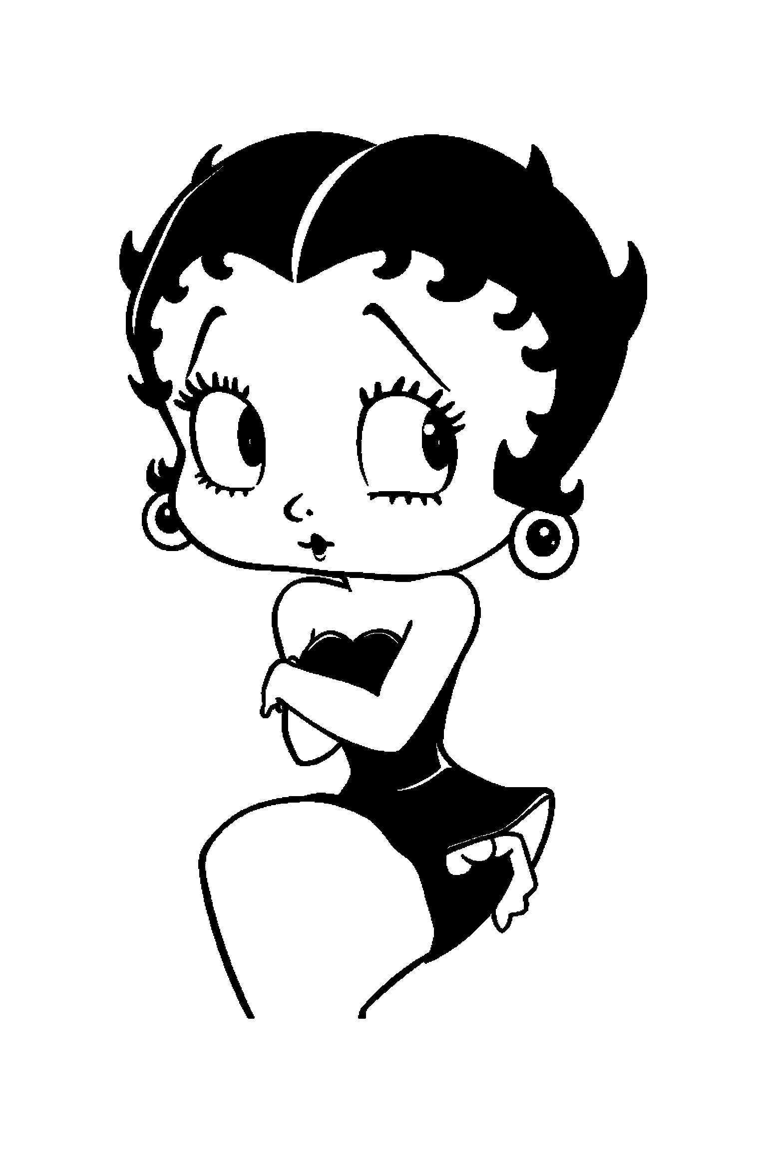Coloriage Betty Boop gratuit à imprimer : Betty chanteuse tenant un fauteuil