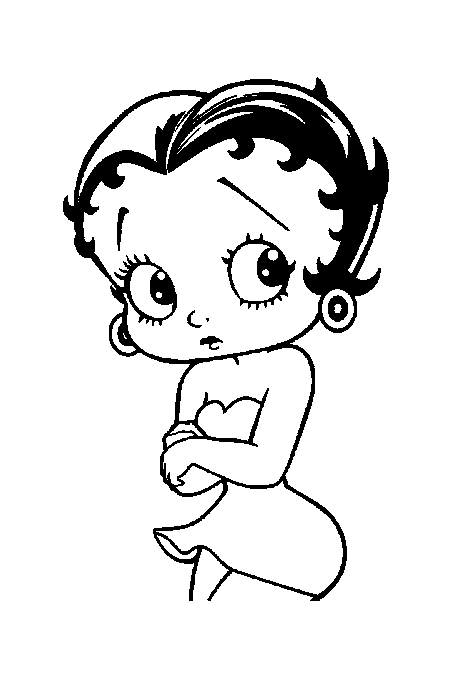 Coloriage Betty Boop gratuit à imprimer : Betty élégante devant une étoile