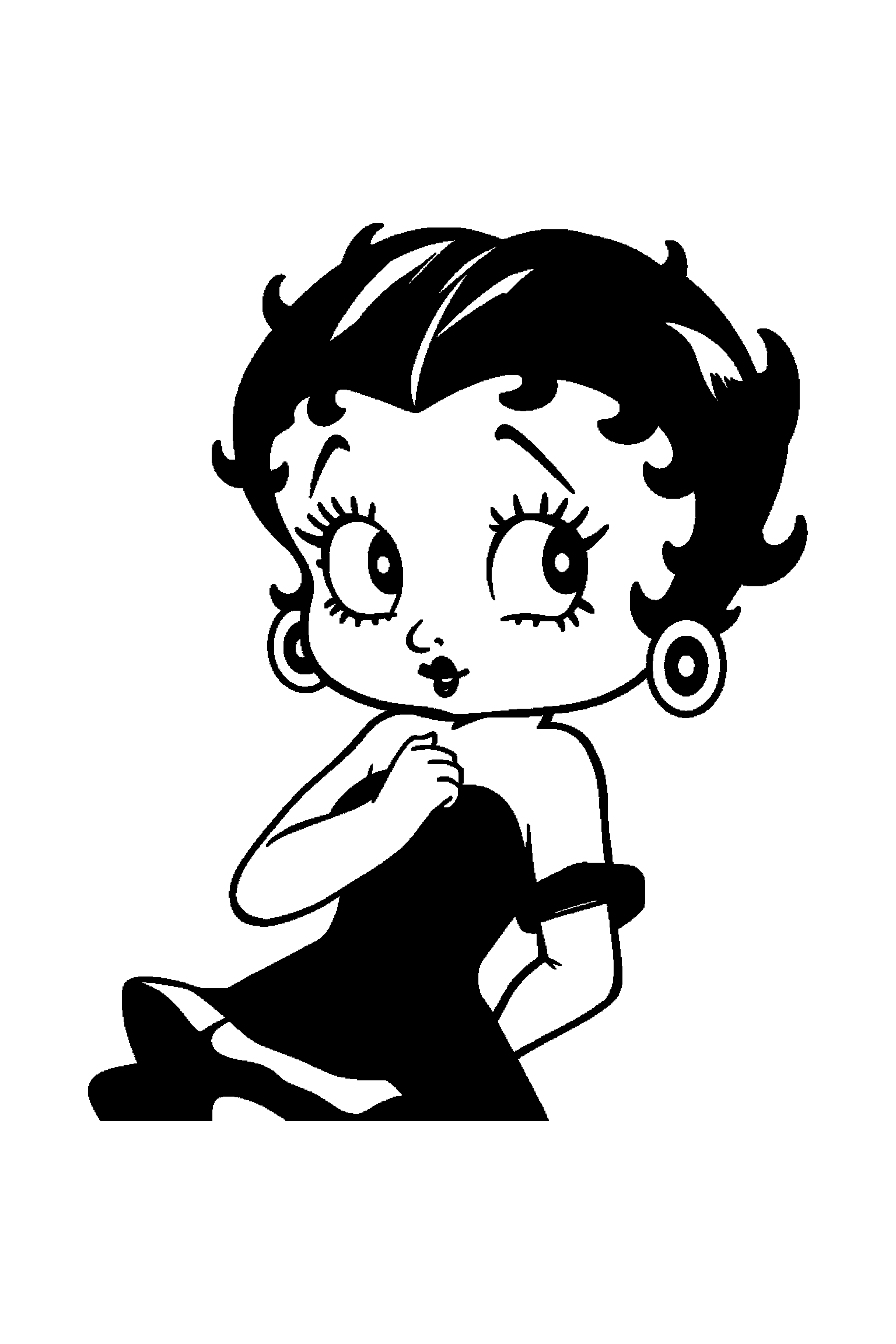 Coloriage Betty Boop gratuit à imprimer : Betty Boop avec un petit sourire timide