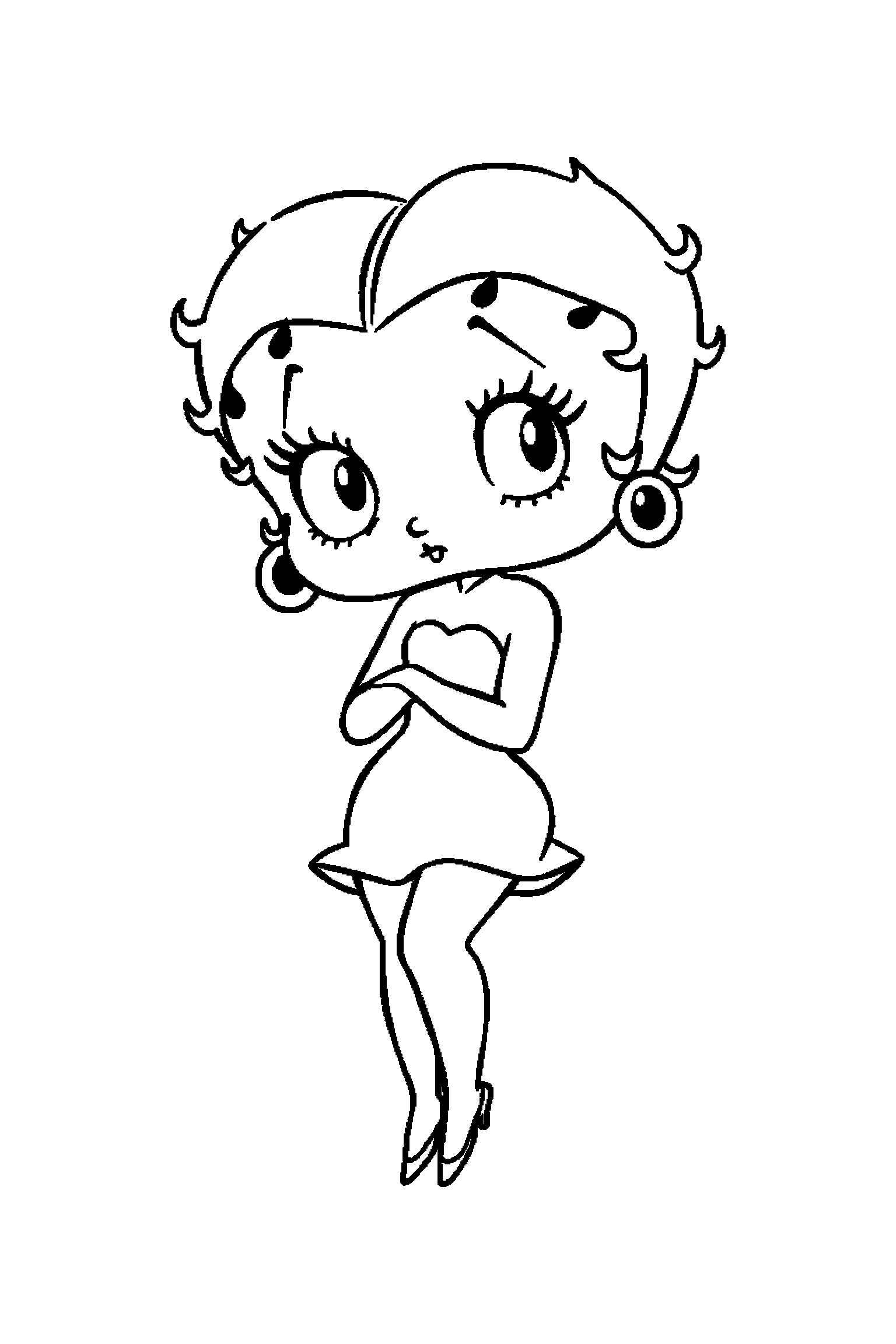 Coloriage Betty Boop gratuit à imprimer : une danseuse rétro qui danse sans décor compliqué