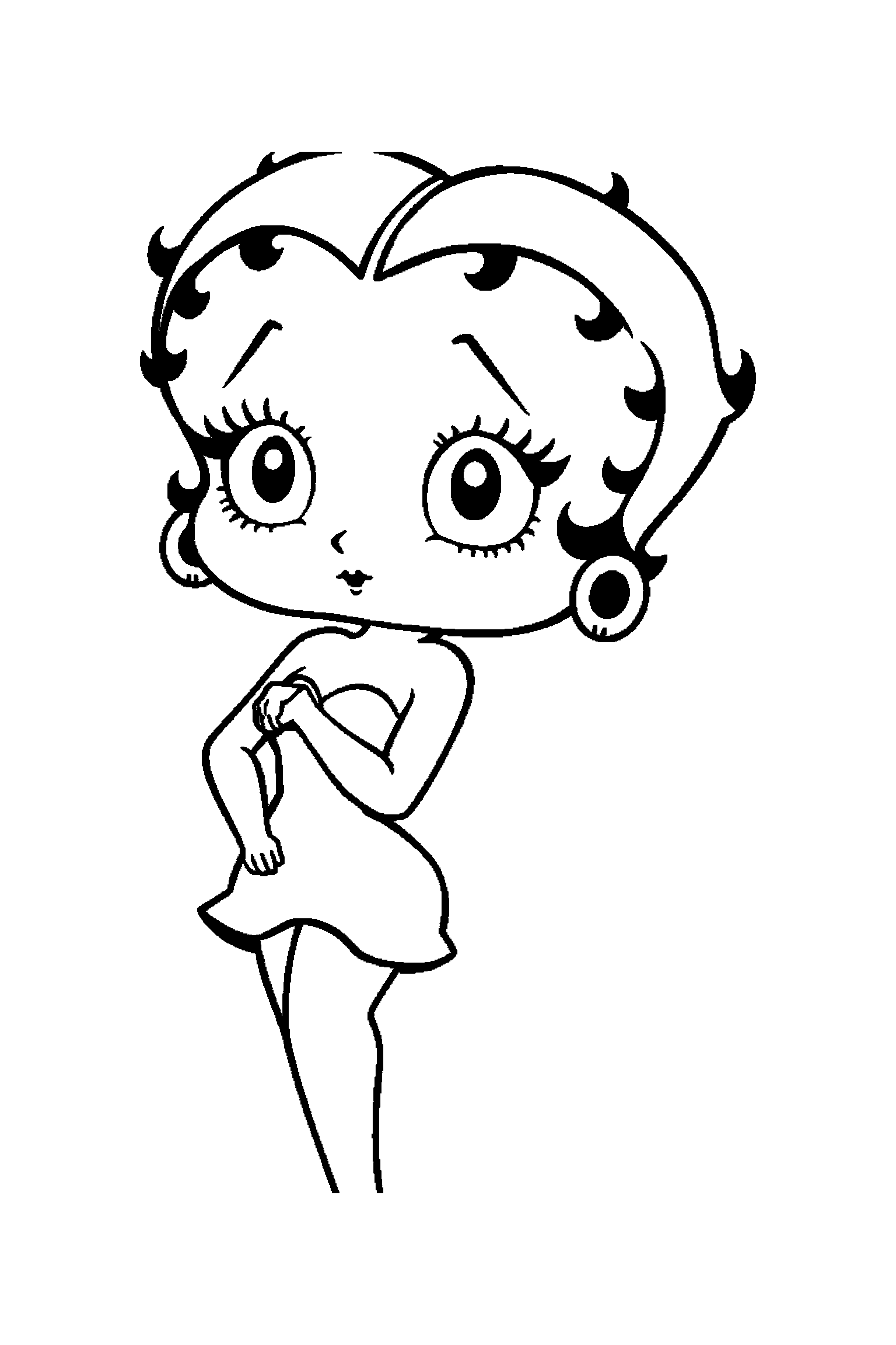 Coloriage Betty Boop gratuit à imprimer : Betty élégante tenant une fleur
