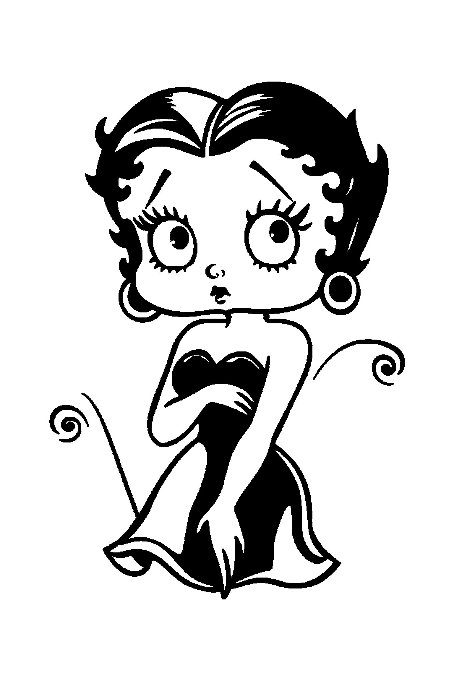 Coloriage Betty Boop gratuit à imprimer : Betty Boop avec un ballon rond