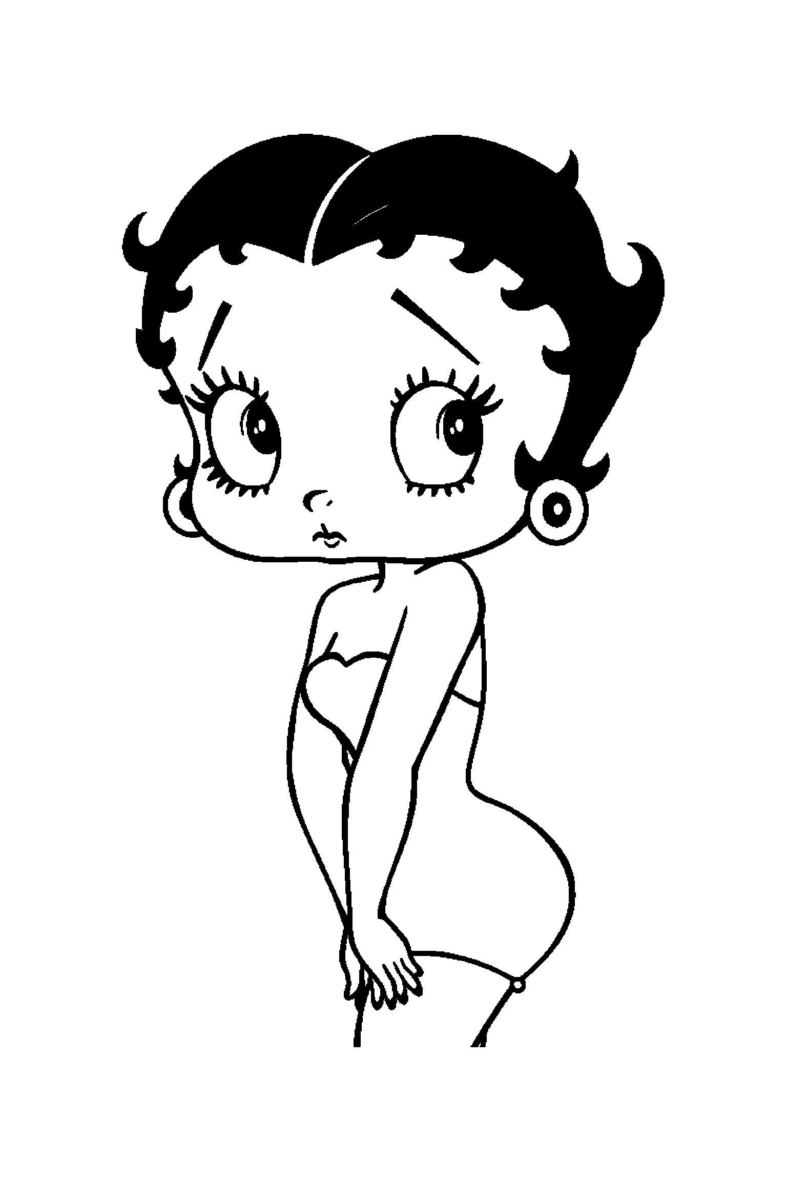 Coloriage Betty Boop gratuit à imprimer : une danseuse rétro qui regarde une étoile