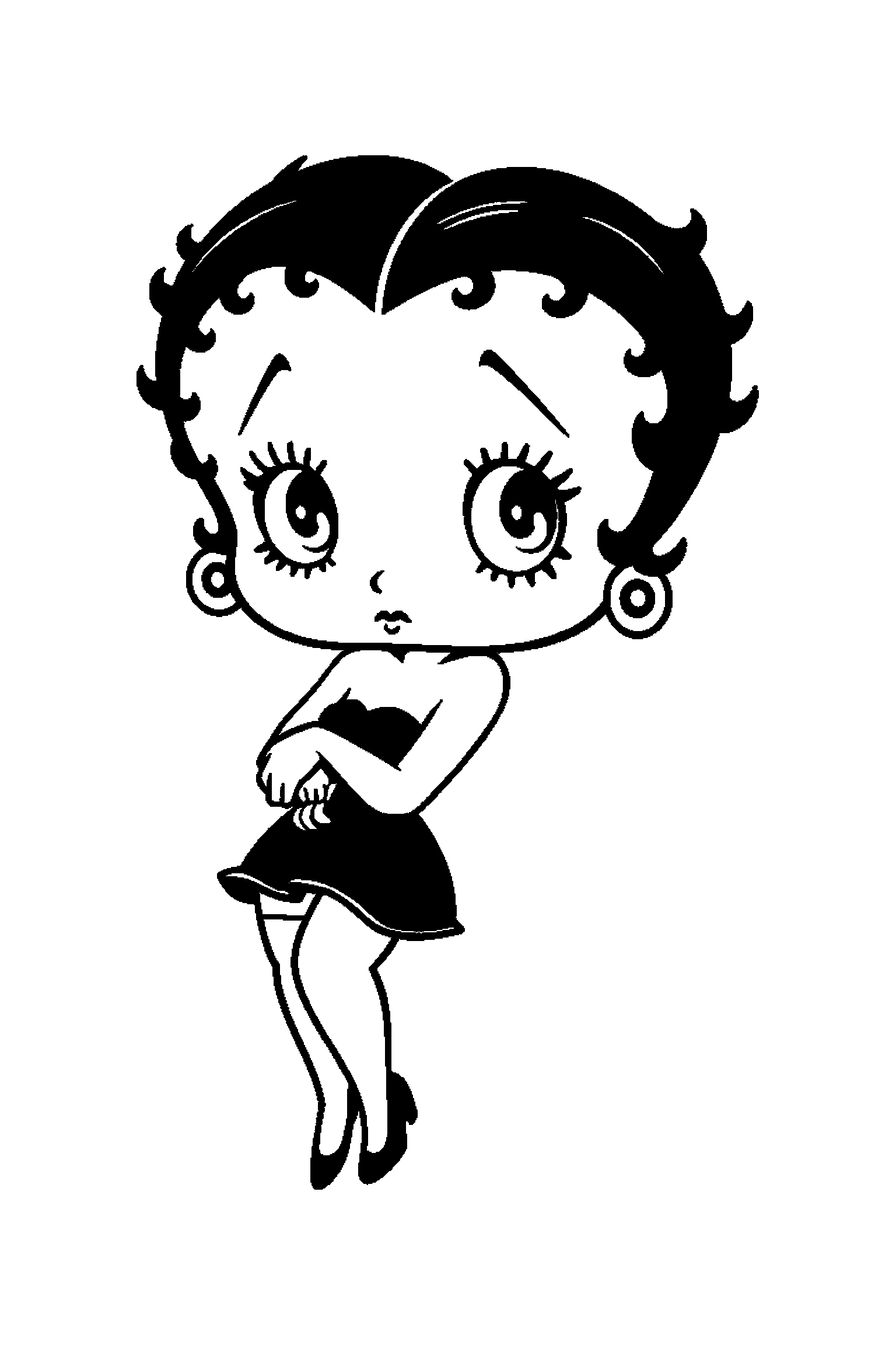 Coloriage Betty Boop gratuit à imprimer : Betty chanteuse en portrait facile à colorier