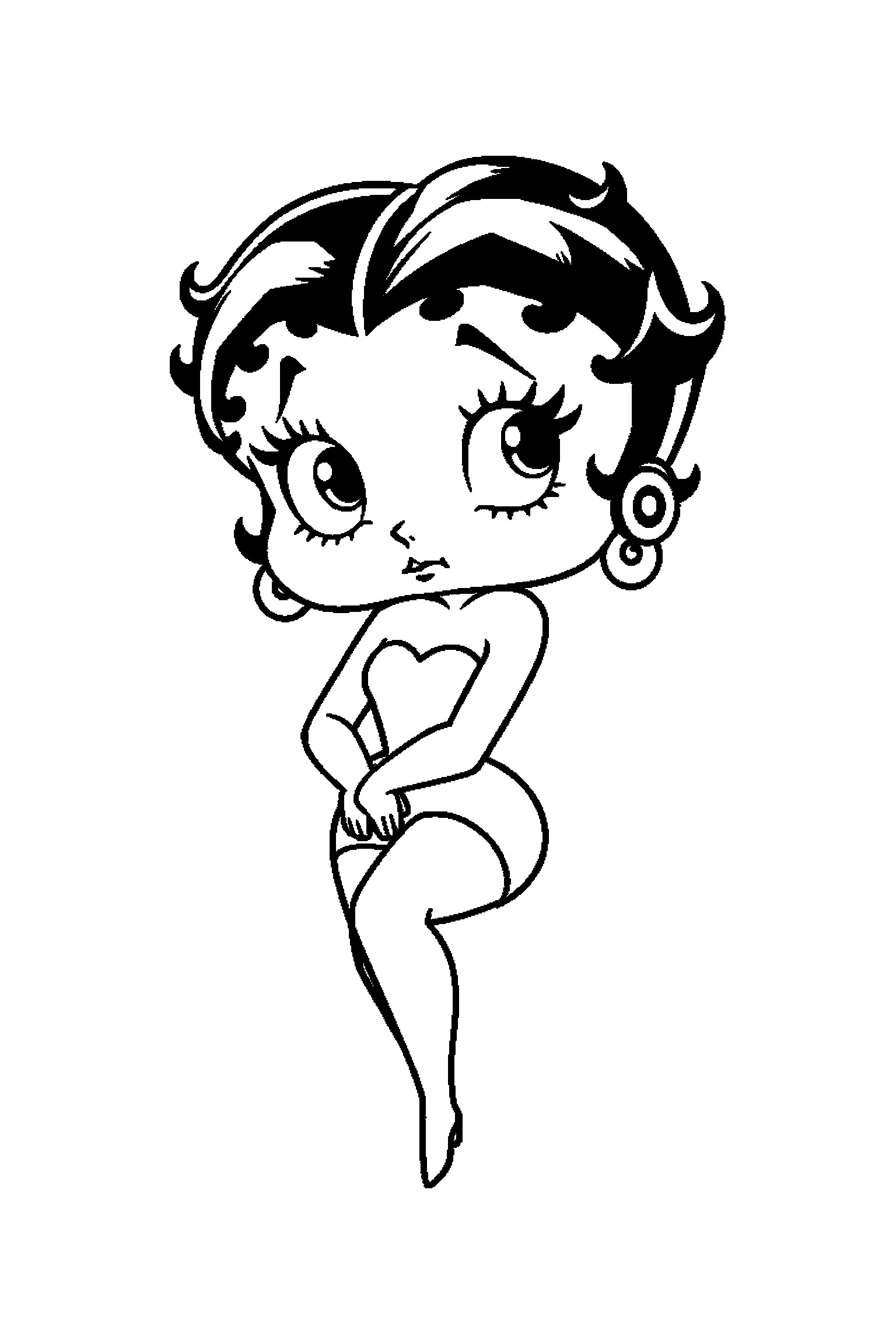 Coloriage Betty Boop gratuit à imprimer : Betty élégante qui dort paisiblement