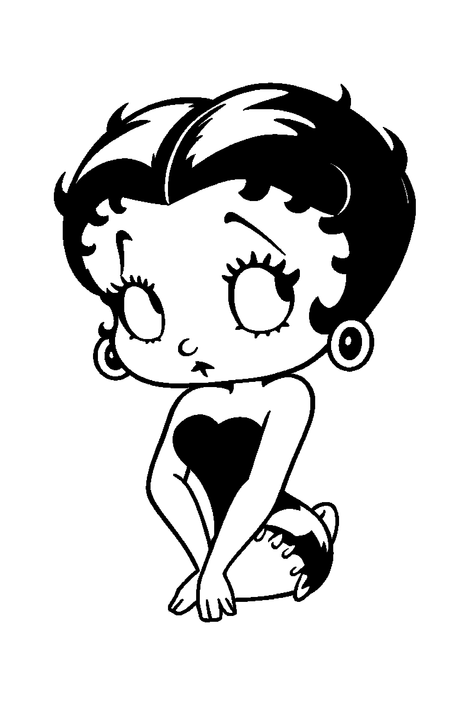 Coloriage Betty Boop gratuit à imprimer : Betty Boop debout avec une posture simple et lisible