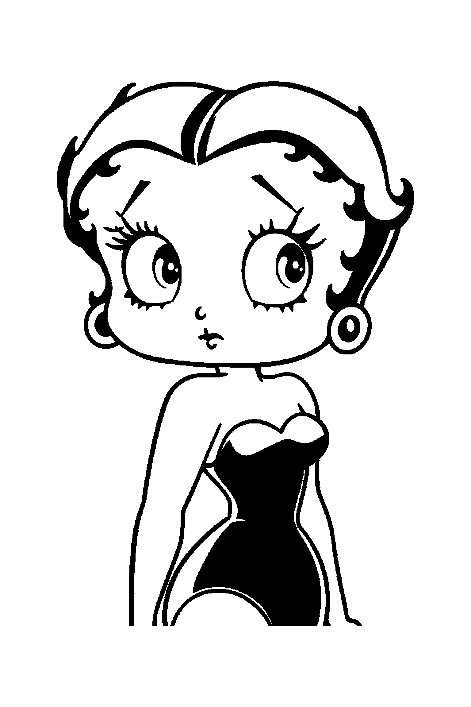 Coloriage Betty Boop gratuit à imprimer : Betty élégante qui marche calmement