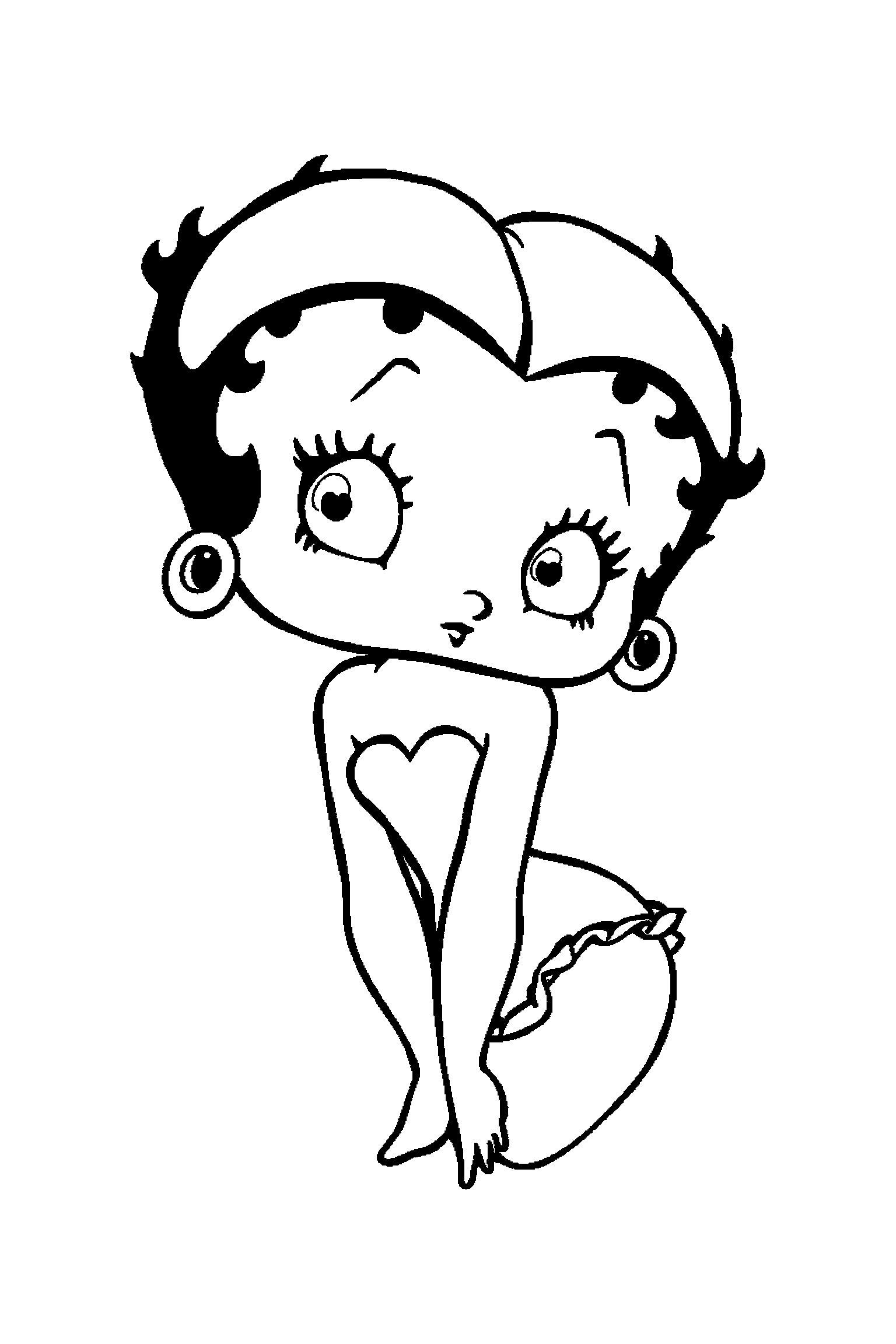Coloriage Betty Boop gratuit à imprimer : Betty Boop dans une pose héroïque facile