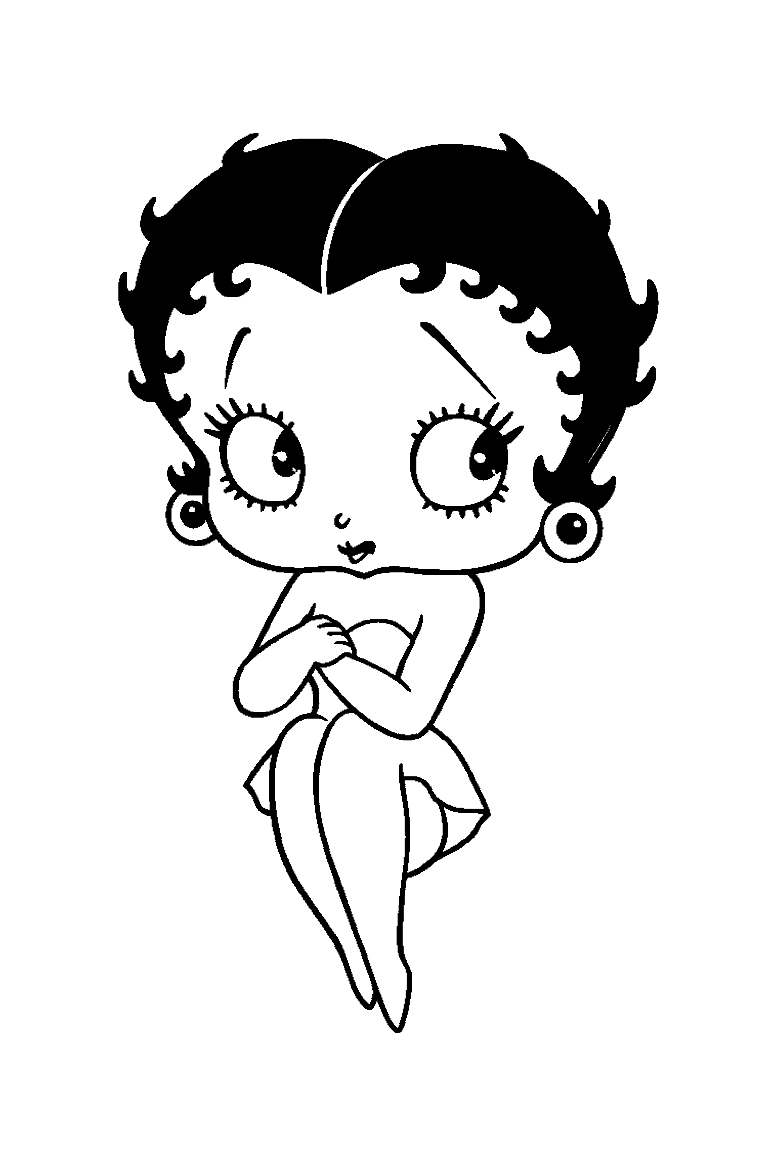 Coloriage Betty Boop gratuit à imprimer : Betty chanteuse avec un décor très simple