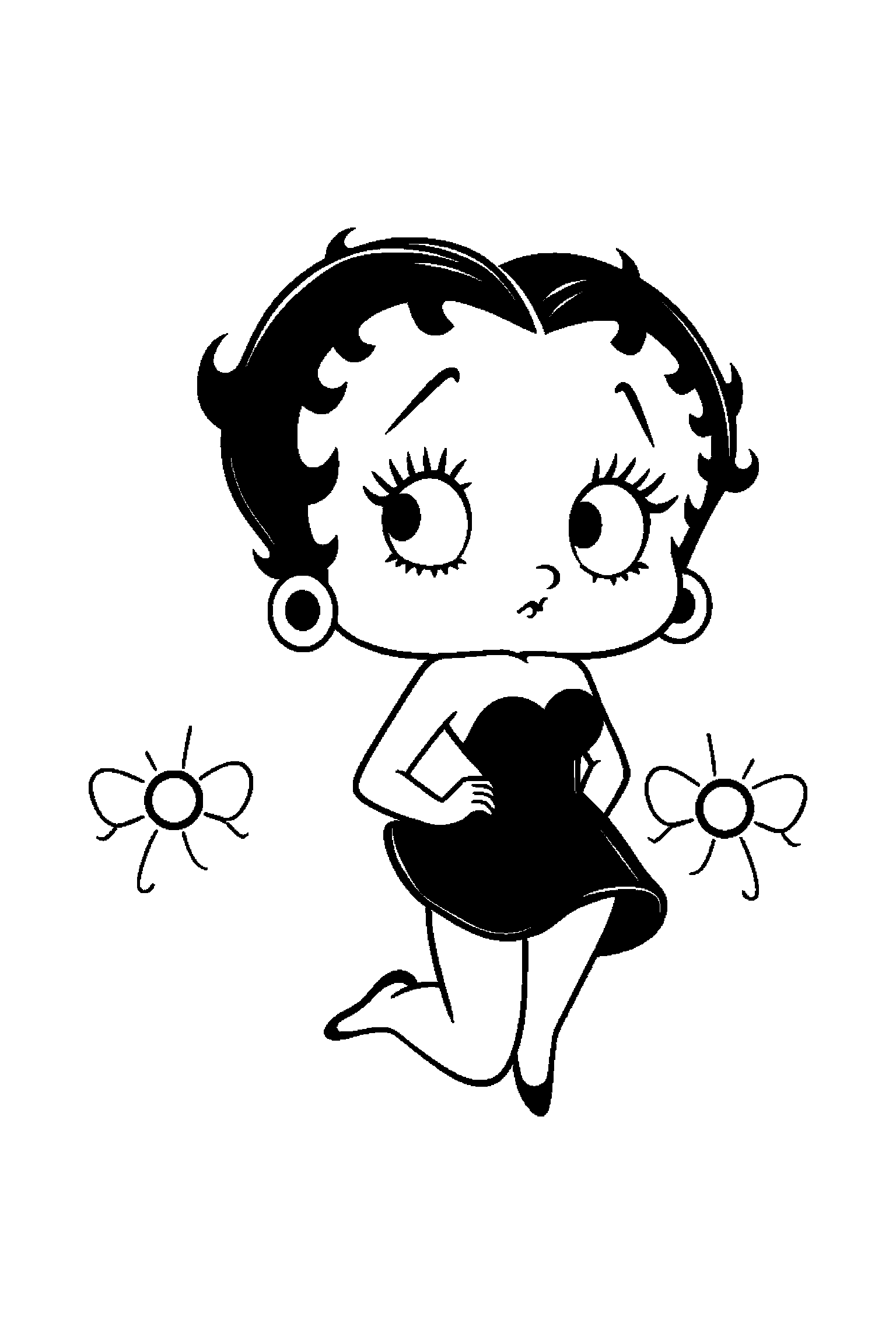 Coloriage Betty Boop gratuit à imprimer : Betty élégante prêt pour une aventure