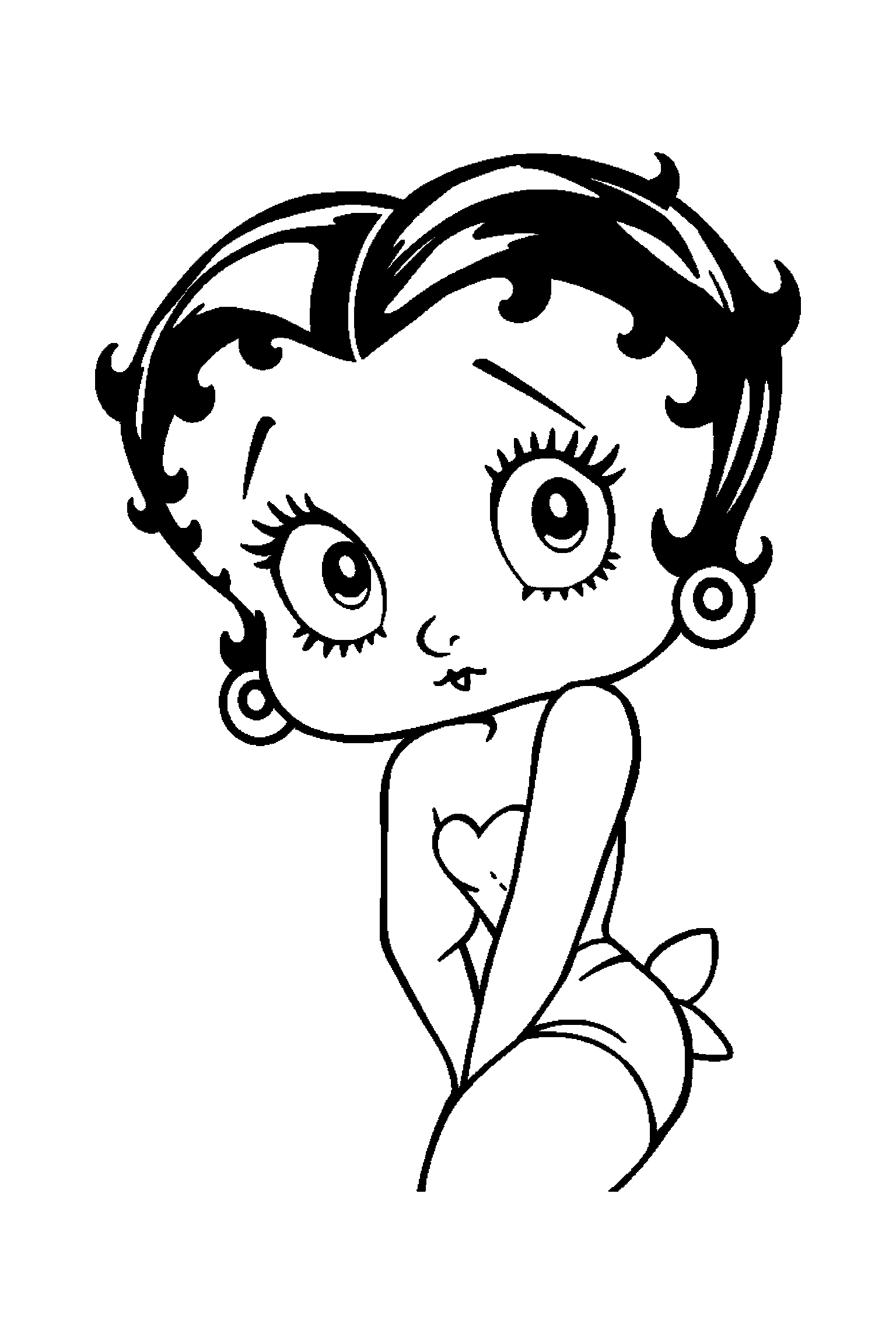 Coloriage Betty Boop gratuit à imprimer : une danseuse rétro avec une expression joyeuse
