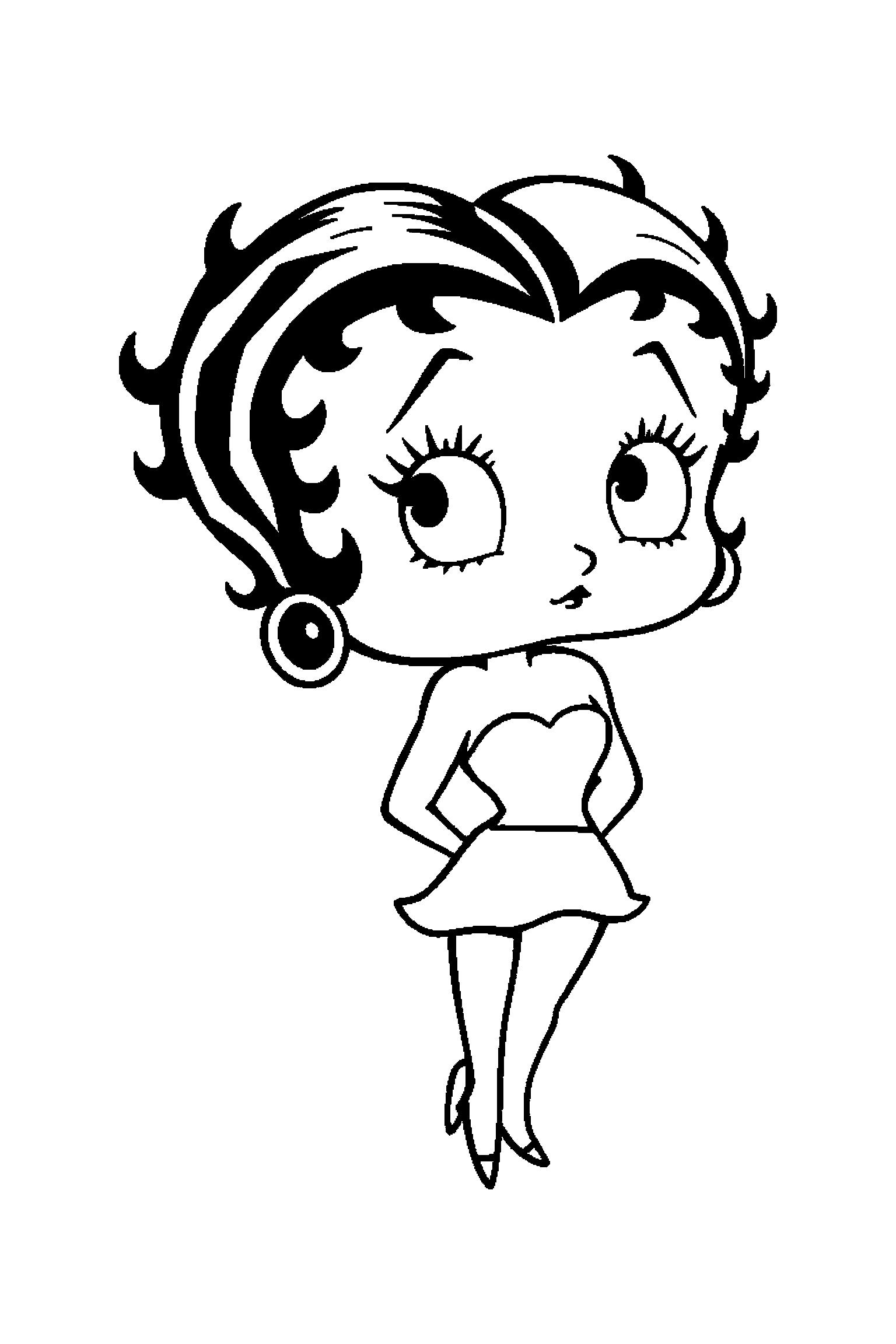 Coloriage Betty Boop gratuit à imprimer : Betty élégante dans une pose de profil simple