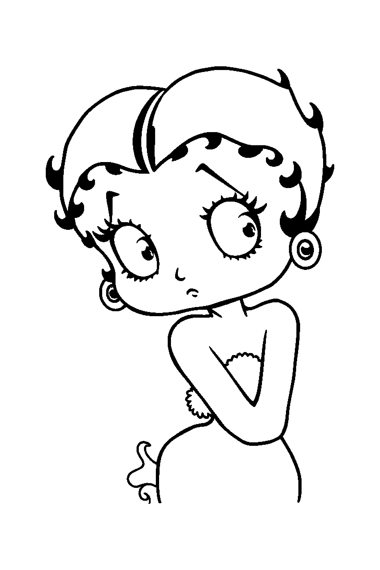 Coloriage Betty Boop gratuit à imprimer : Betty Boop avec un accessoire facile à colorier