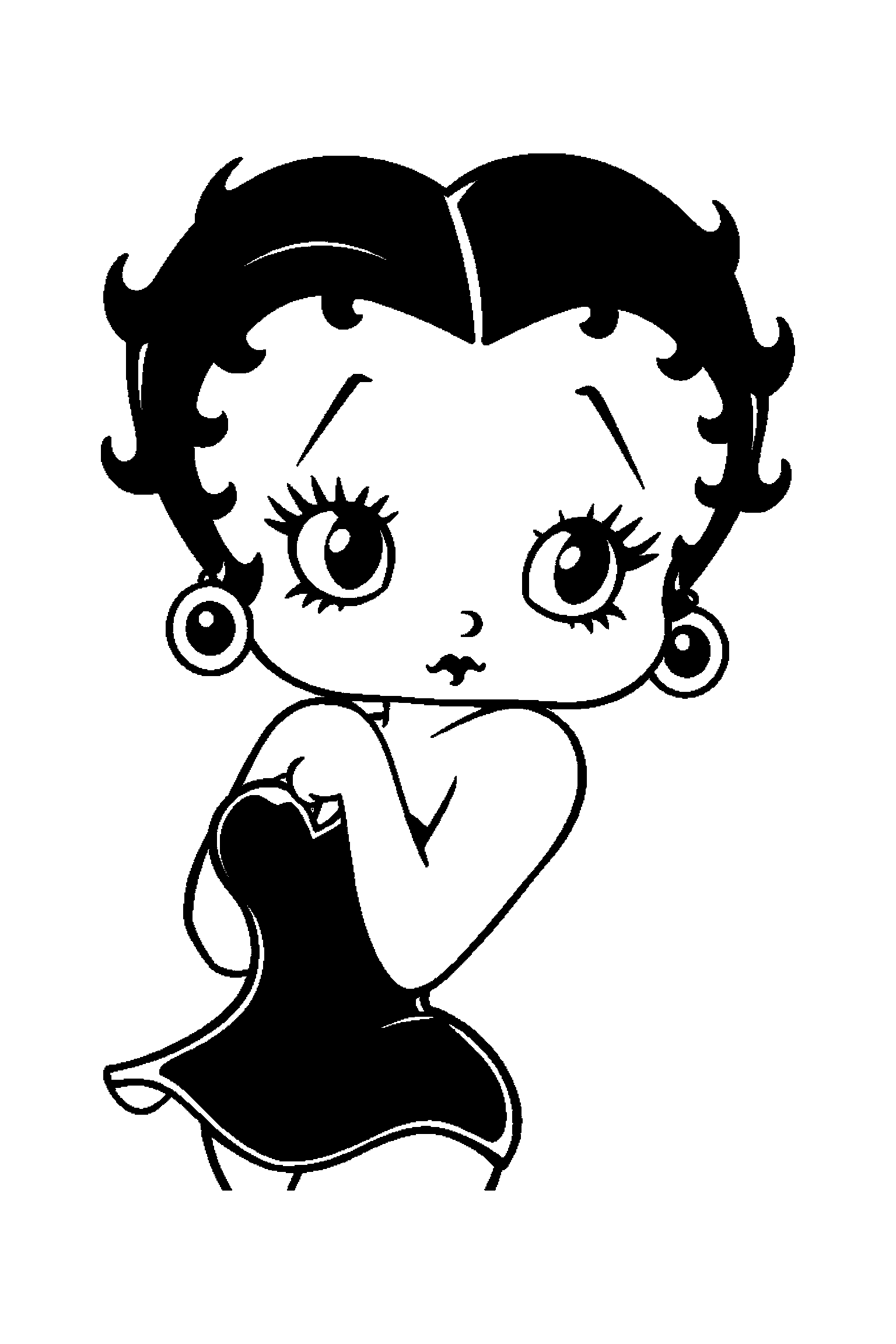 Coloriage Betty Boop gratuit à imprimer : Betty chanteuse avec un décor d'arrière-plan