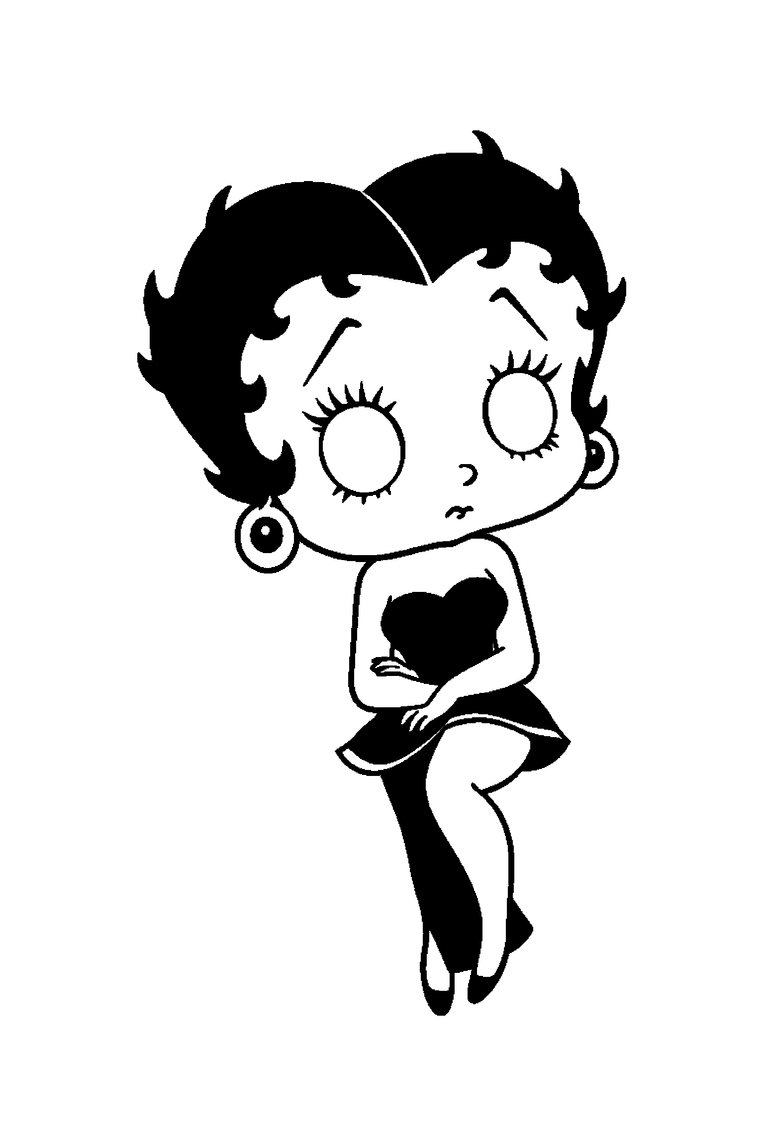 Coloriage Betty Boop gratuit à imprimer : Betty élégante avec deux accessoires à colorier