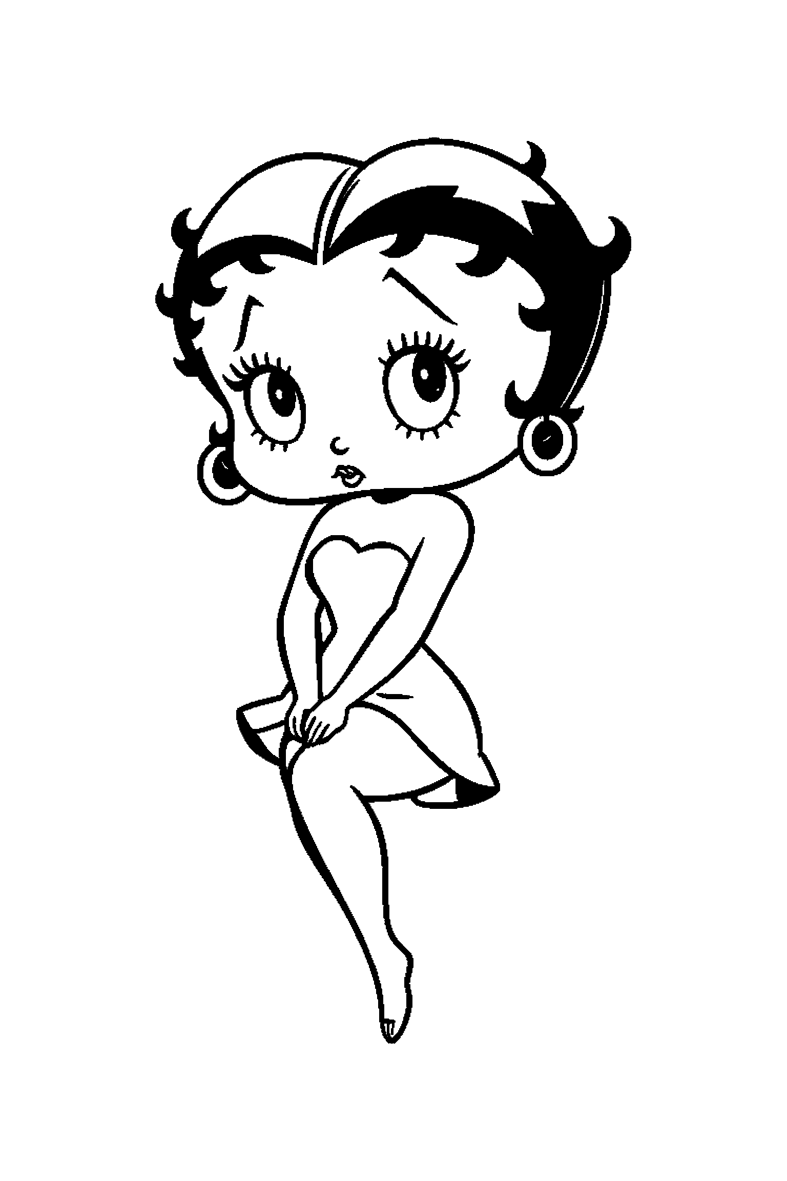 Coloriage Betty Boop gratuit à imprimer : une danseuse rétro qui prépare une activité