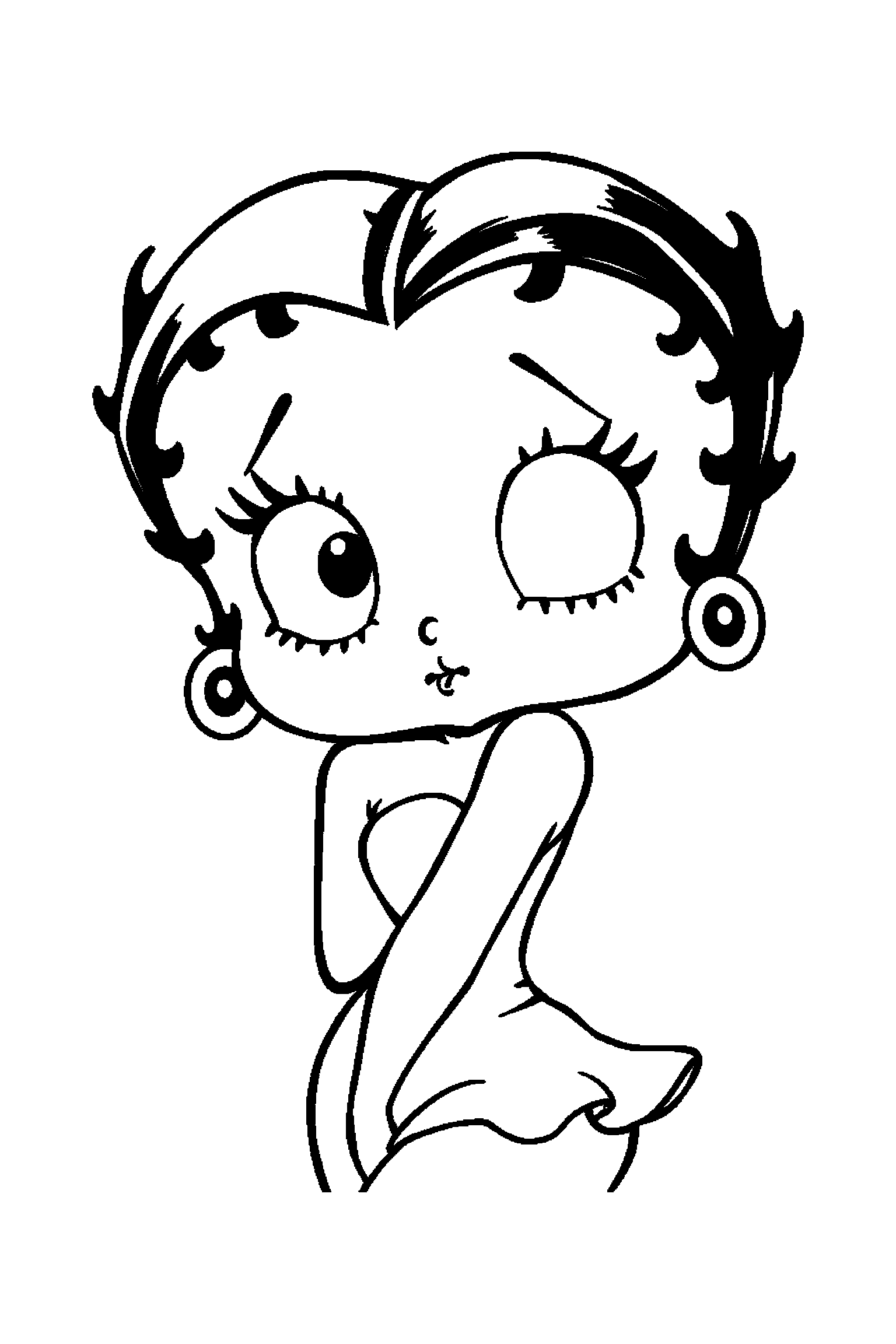 Coloriage Betty Boop gratuit à imprimer : Betty élégante dans une scène joyeuse