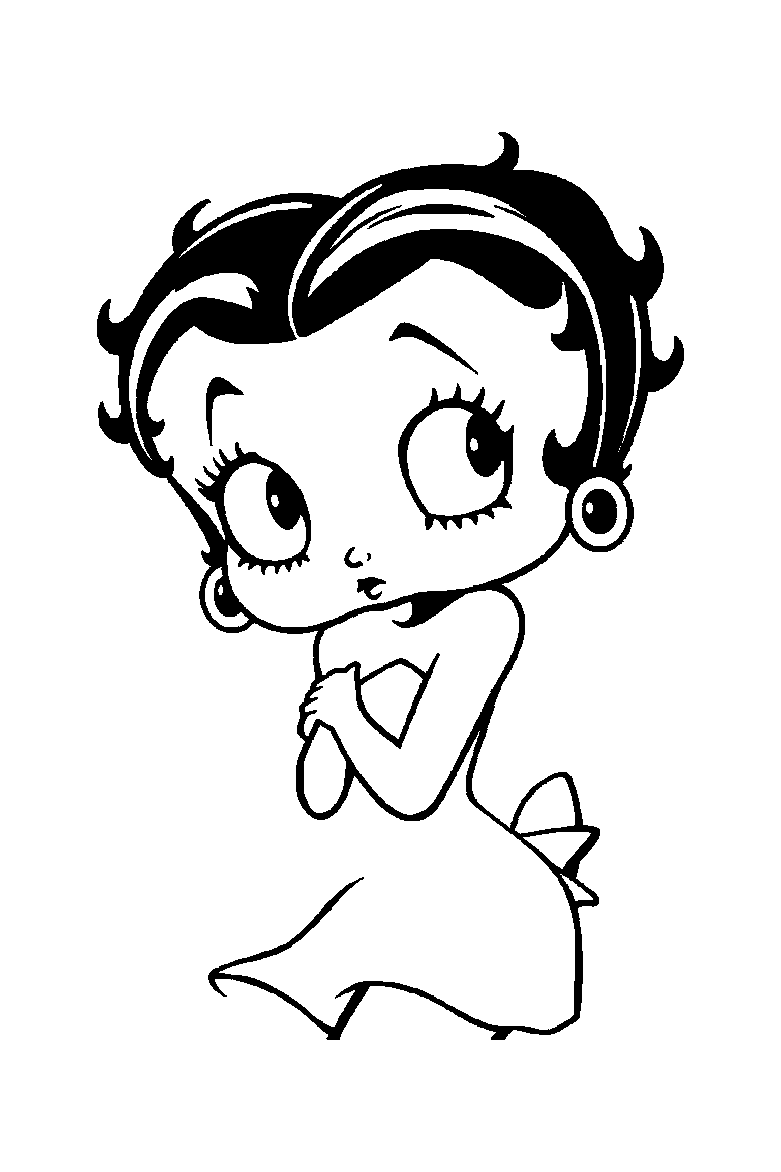 Coloriage Betty Boop gratuit à imprimer : Betty chanteuse dans un cadre décoratif léger
