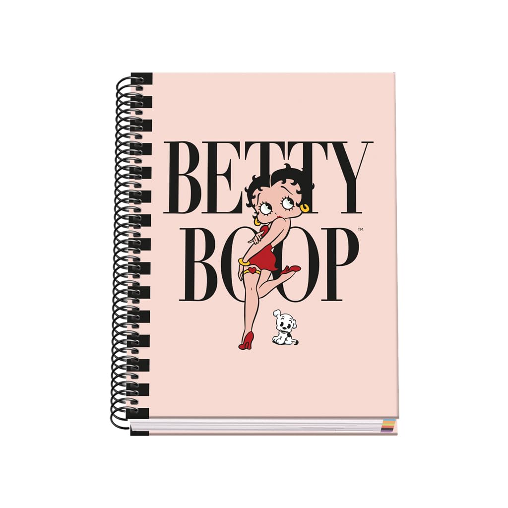 Cahier Betty Boop rose A5 à spirale, quadrillé 5 mm