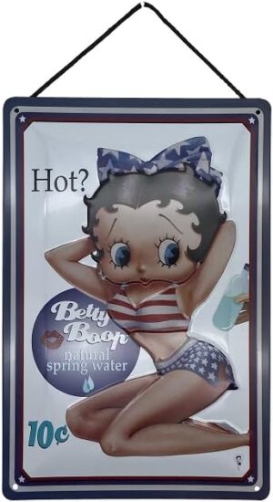 Plaque Betty Boop en tôle avec cordon 30 x 20 Hot natural spring water 10 c
