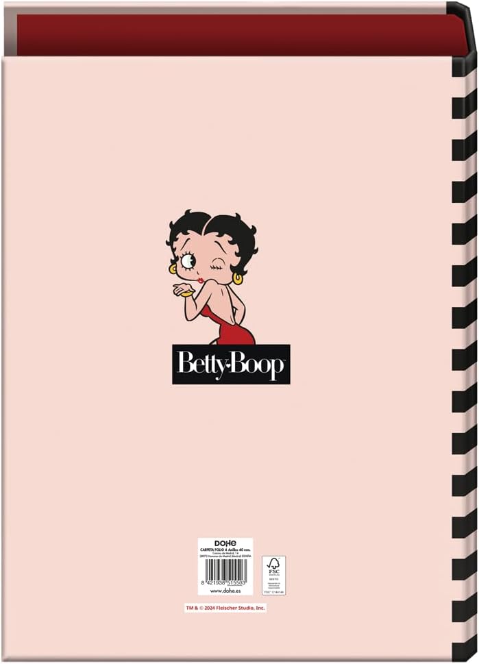 Classeur folio Betty Boop rose à 4 anneaux, 250 feuilles – Image 3