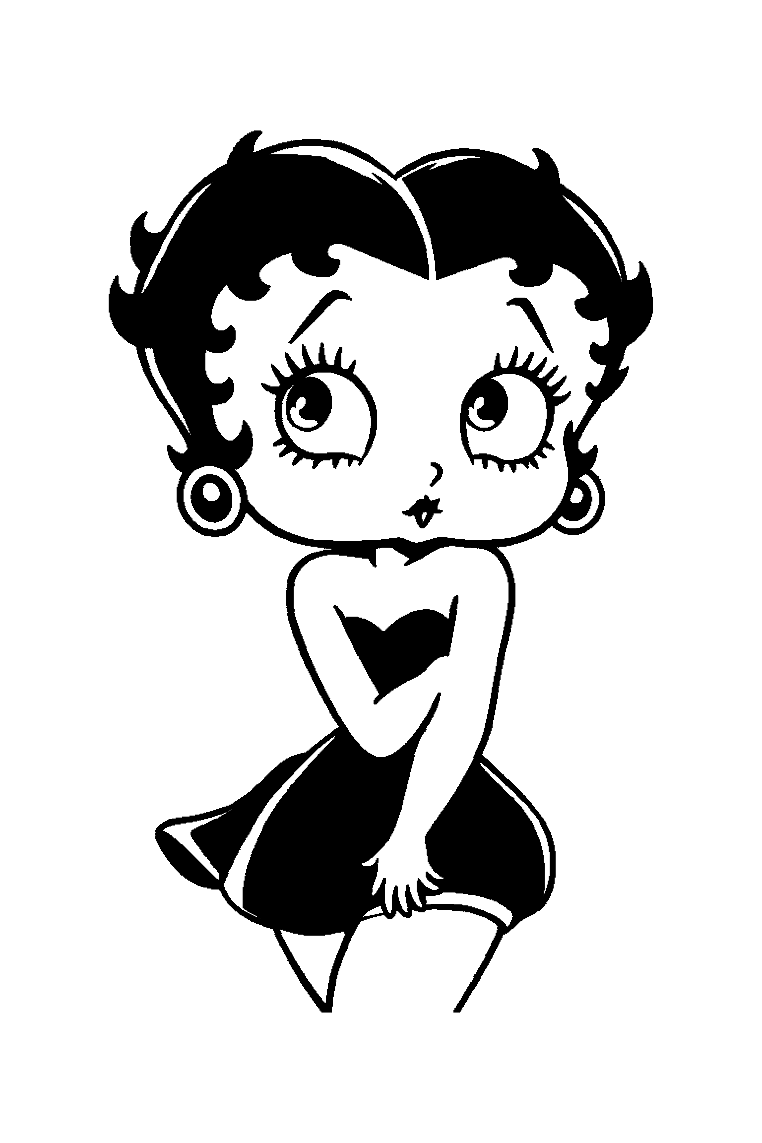 Coloriage Betty Boop gratuit à imprimer : Betty Boop avec décor détaillé de une scène vintage