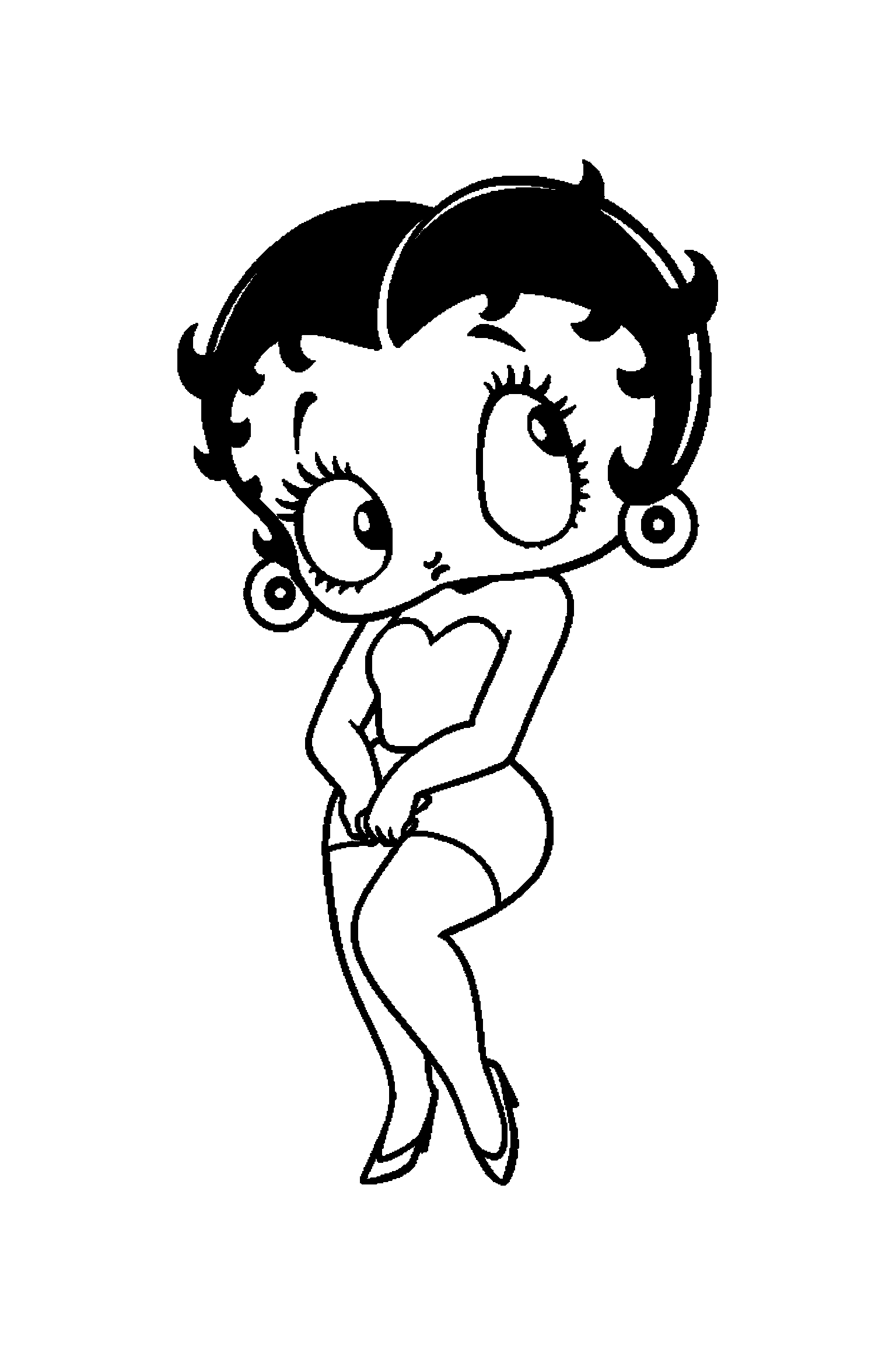 Coloriage Betty Boop gratuit à imprimer : l'univers vintage Betty Boop avec arrière-plan complet à colorier
