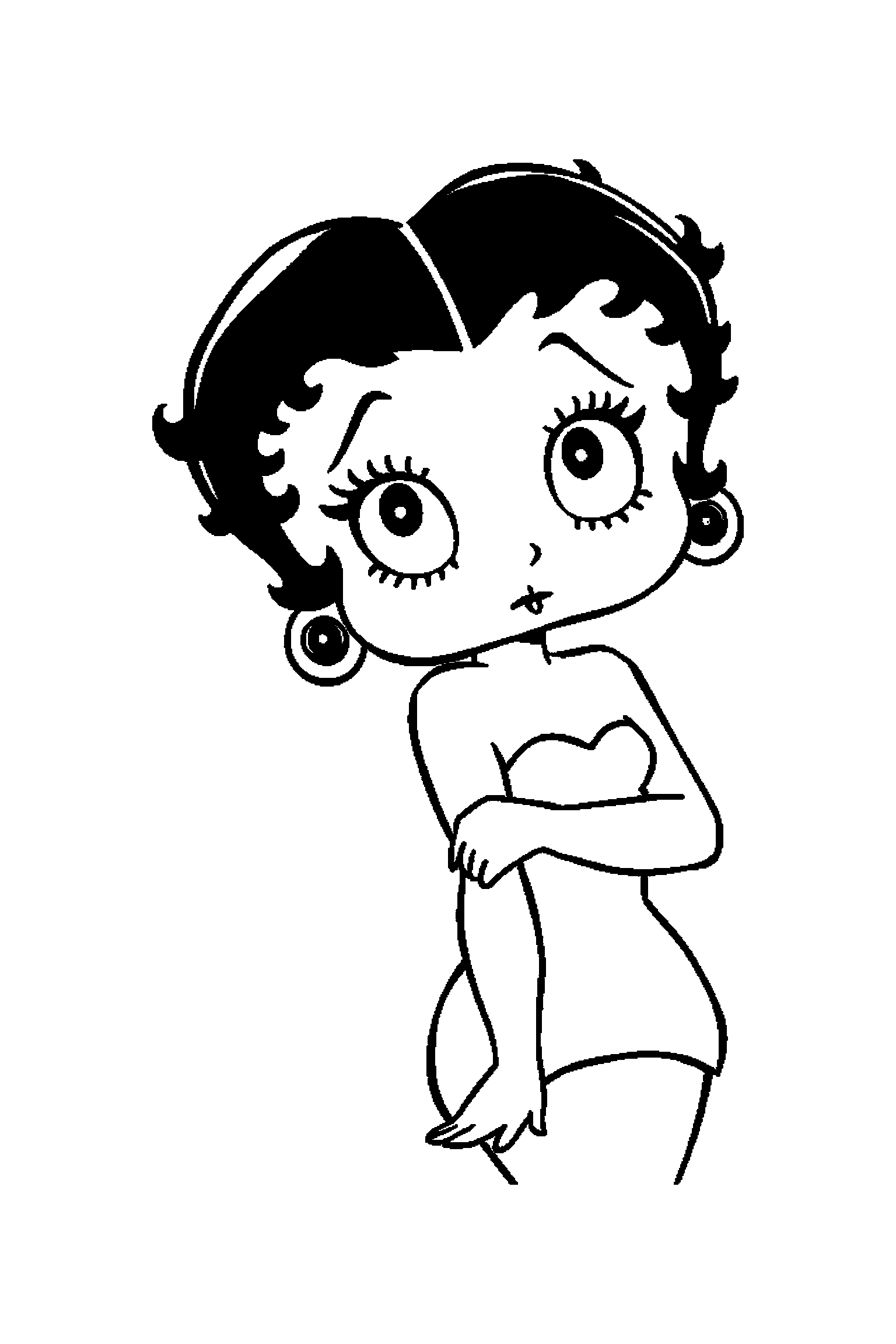 Coloriage Betty Boop gratuit à imprimer : poster A4 détaillé de Betty Boop avec mandala cœurs
