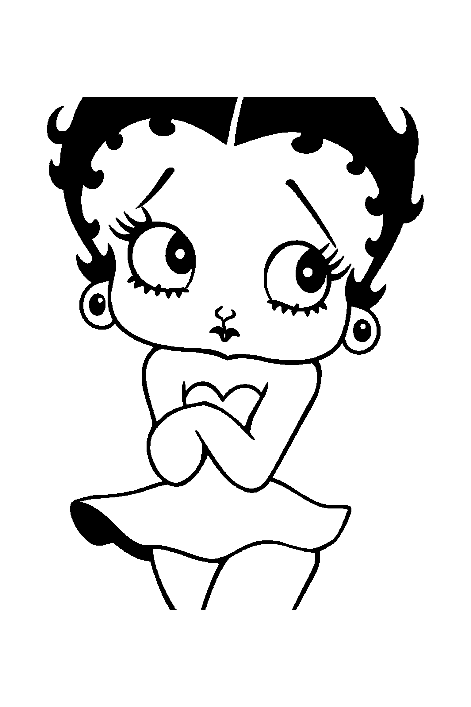 Coloriage Betty Boop gratuit à imprimer : une danseuse rétro au centre avec scène détaillée de un cabaret