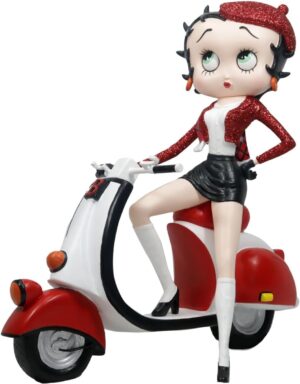 Figurine Betty Boop Middle-England en scooter rouge et blanc, 31 cm