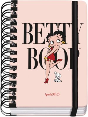 Agenda scolaire Betty Boop 2024 2025 A6 jour par page avec anneaux et élastique