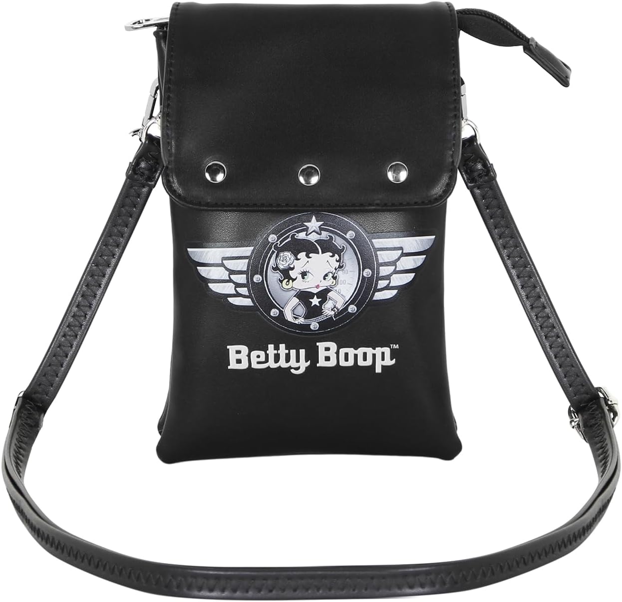 Sac téléphone Betty Boop Motor Love noir 12 x 20 cm – Image 2