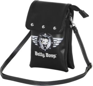 Sac téléphone Betty Boop Motor Love noir 12 x 20 cm