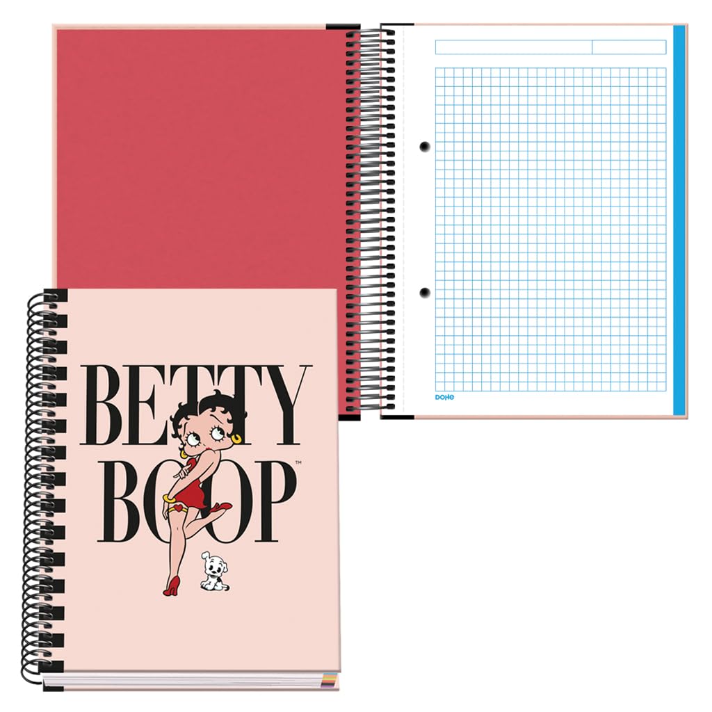 Cahier Betty Boop rose A5 à spirale, quadrillé 5 mm – Image 4