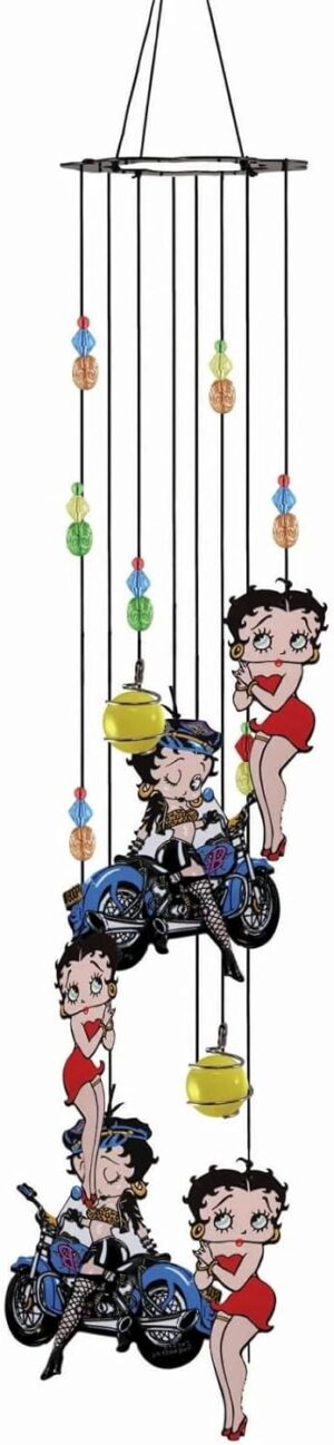 Carillon à vent Betty Boop en métal style art déco pour motard