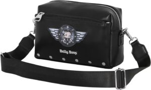 Sac bandoulière Betty Boop Motor Love noir avec poche frontale