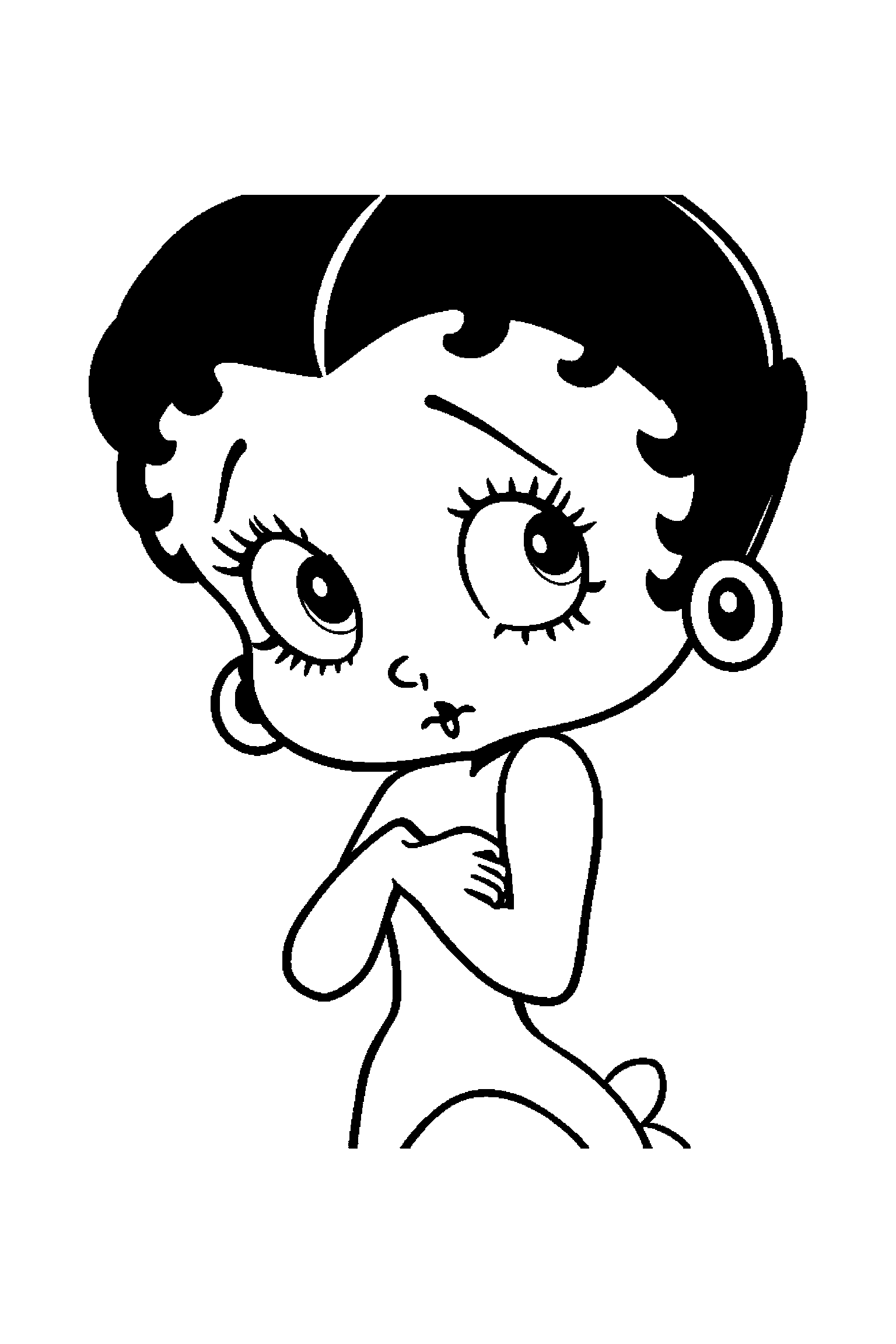 Coloriage Betty Boop gratuit à imprimer : grand coloriage détaillé de Betty élégante avec rubans
