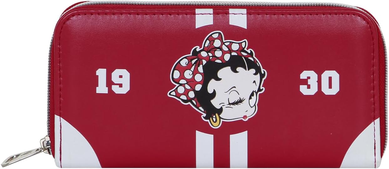 Portefeuille essentiel Betty Boop bordeaux à 12 compartiments, 19 x 10 cm – Image 2