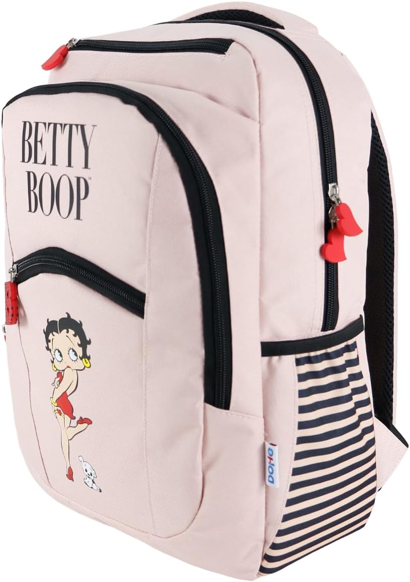 Sac à dos scolaire Betty Boop rose à 7 poches – Image 3