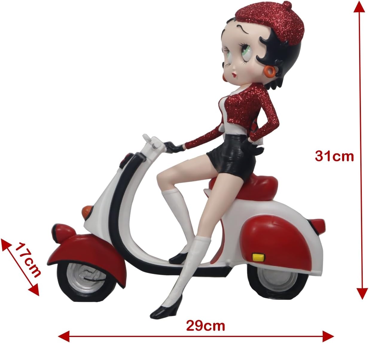 Figurine Betty Boop Middle-England en scooter rouge et blanc, 31 cm – Image 2