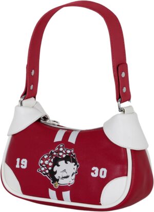 Sac baguette Betty Boop bordeaux avec compartiment zippé