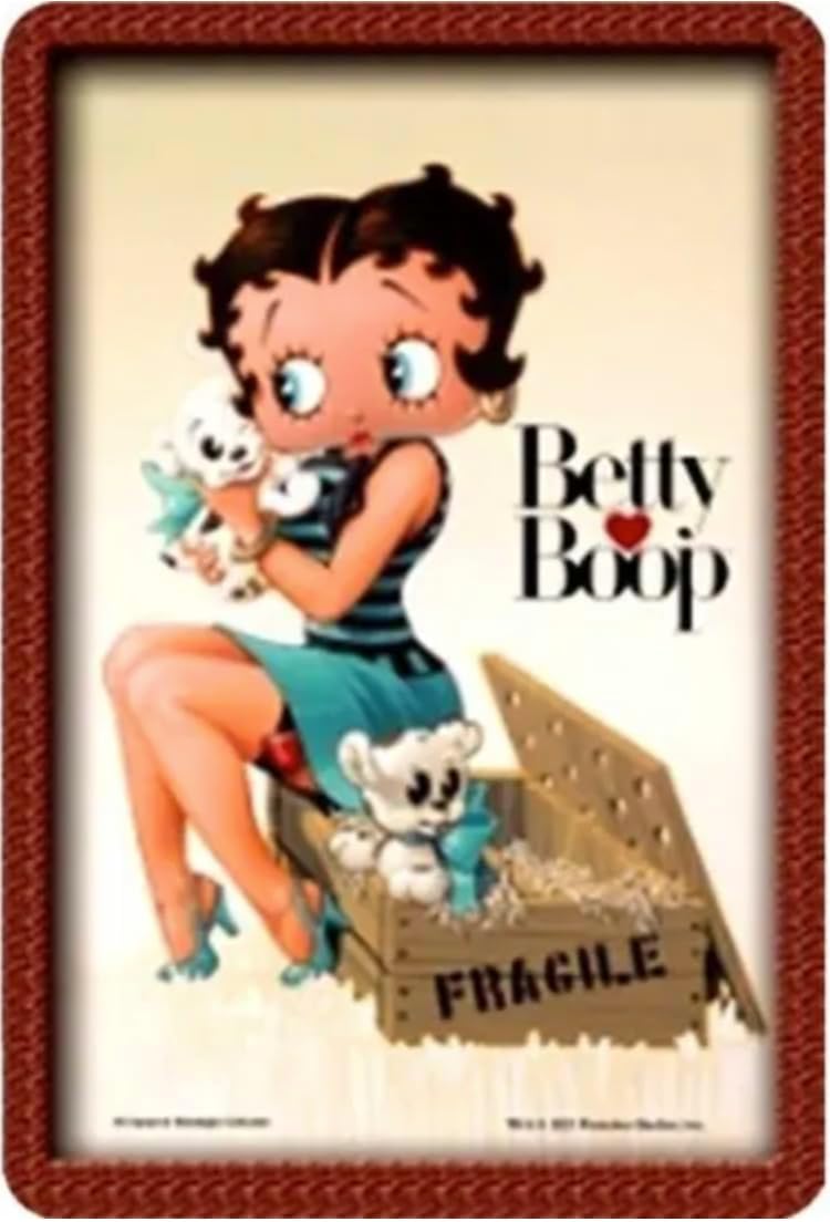 Plaque métal relief Betty Boop Puppy 30 x 20 cm
