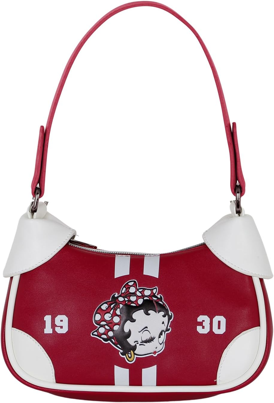 Sac baguette Betty Boop bordeaux avec compartiment zippé – Image 2