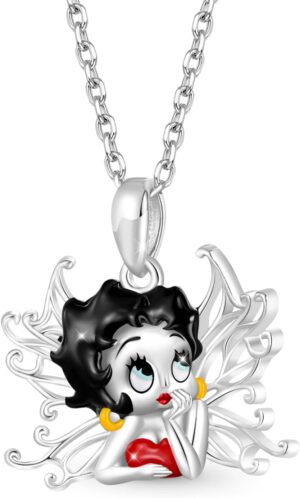 Collier Betty Boop ailes en argent sterling S925