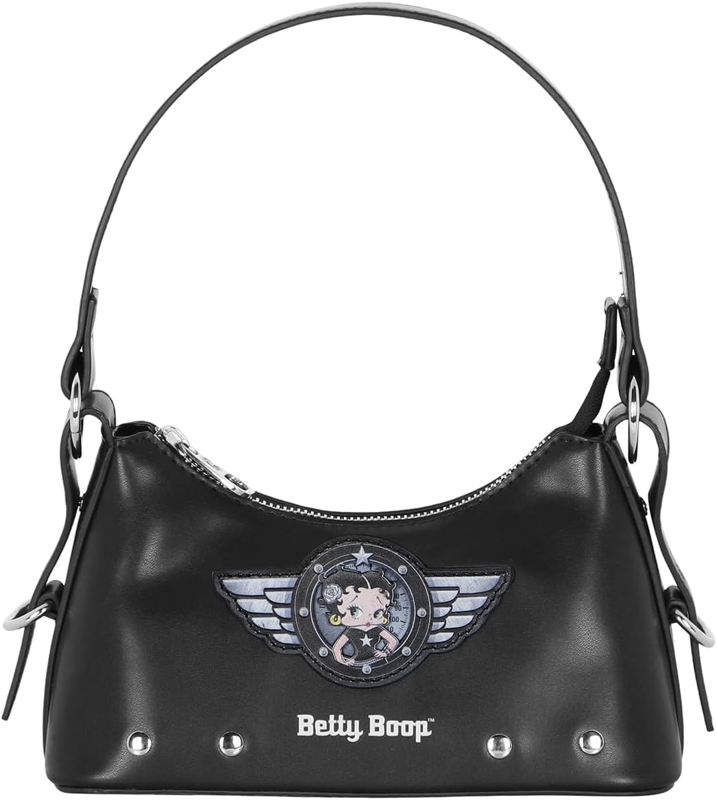 Sac baguette Betty Boop Motor Love noir, poignée 40 cm, 23 x 13 cm – Image 2