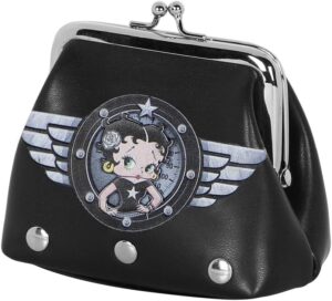 Porte-monnaie clic clac Betty Boop Motor Love noir, 10 x 7 cm