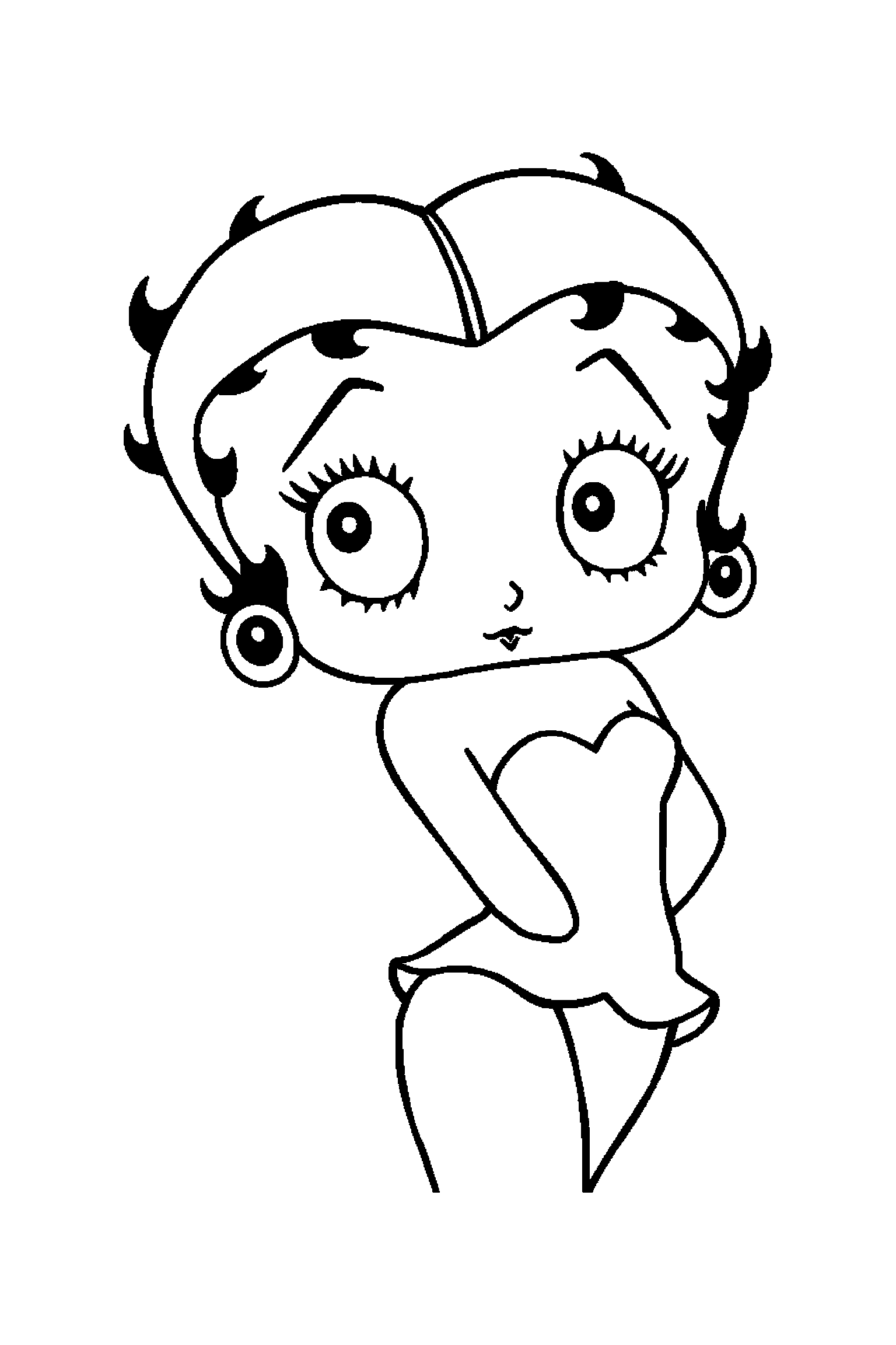 Coloriage Betty Boop gratuit à imprimer : poster A4 détaillé de Betty Boop avec mandala cœurs