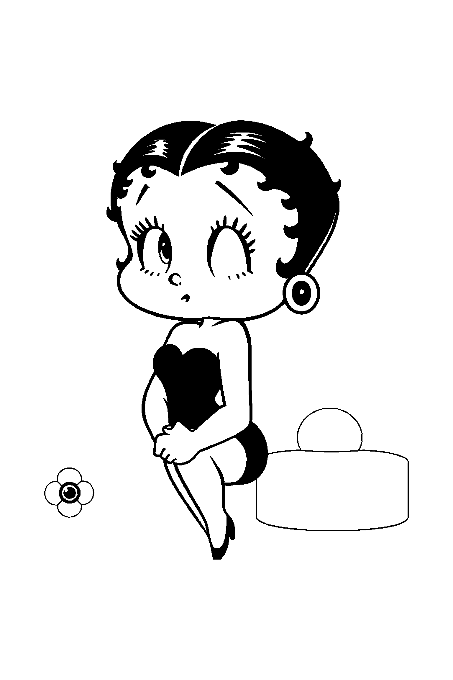 Coloriage Betty Boop gratuit à imprimer : grand coloriage détaillé de Betty élégante avec rubans