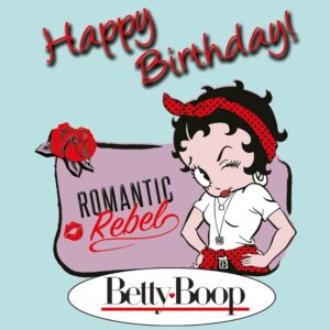 Carte d’anniversaire Betty Boop ™ rose rouge avec enveloppe blanche 19004