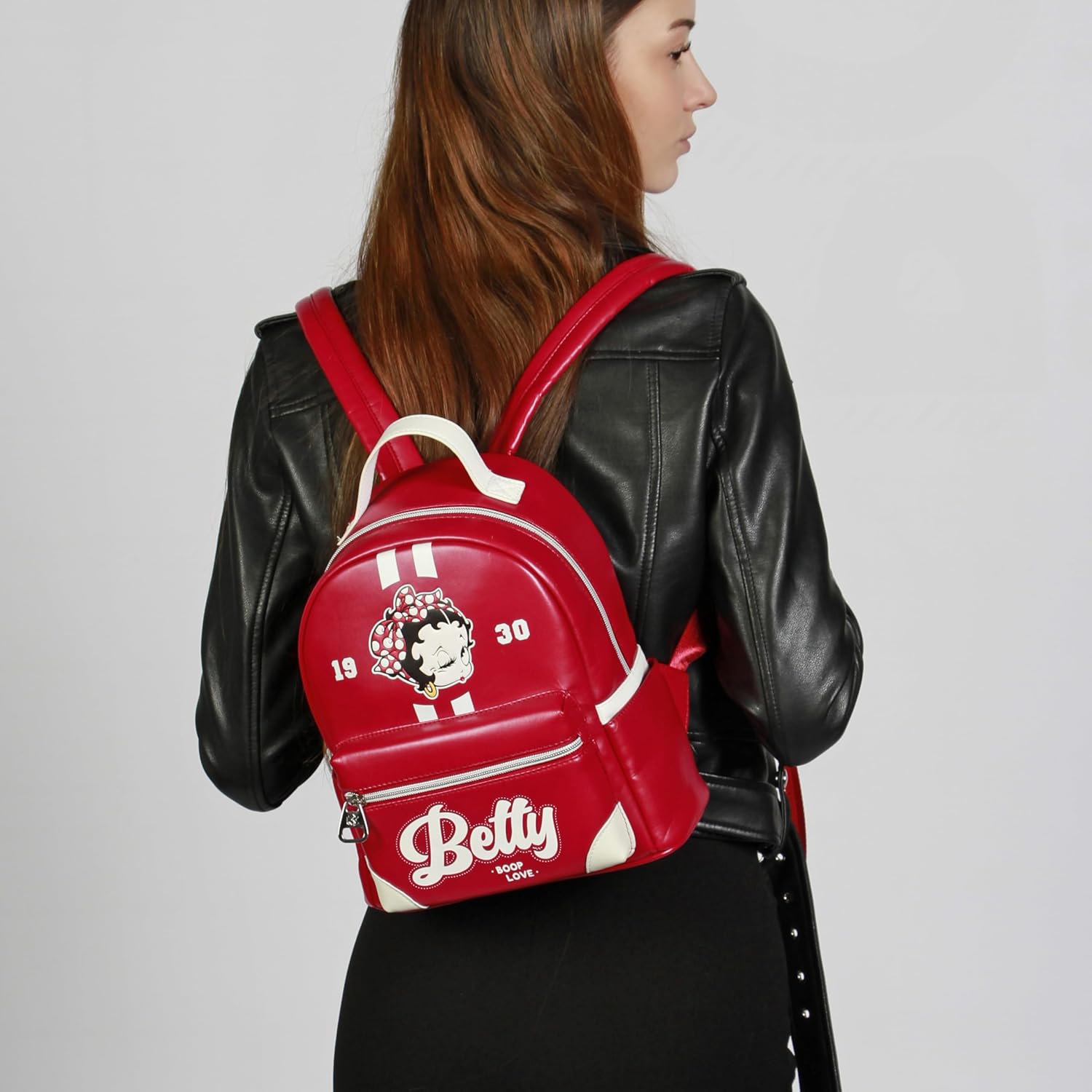 Sac à dos Betty Boop Heady bordeaux avec poche avant zippée, 8 L – Image 4